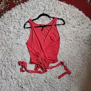 BCBGMAXAZRIA Sleeveless Knit Wrap Top Sweater Blouse Balletcore - M Medium